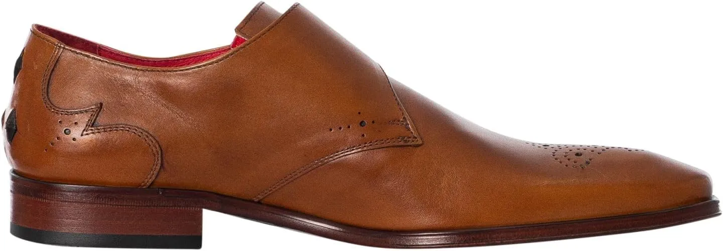 Men's Monk Leather Shoes, Castano