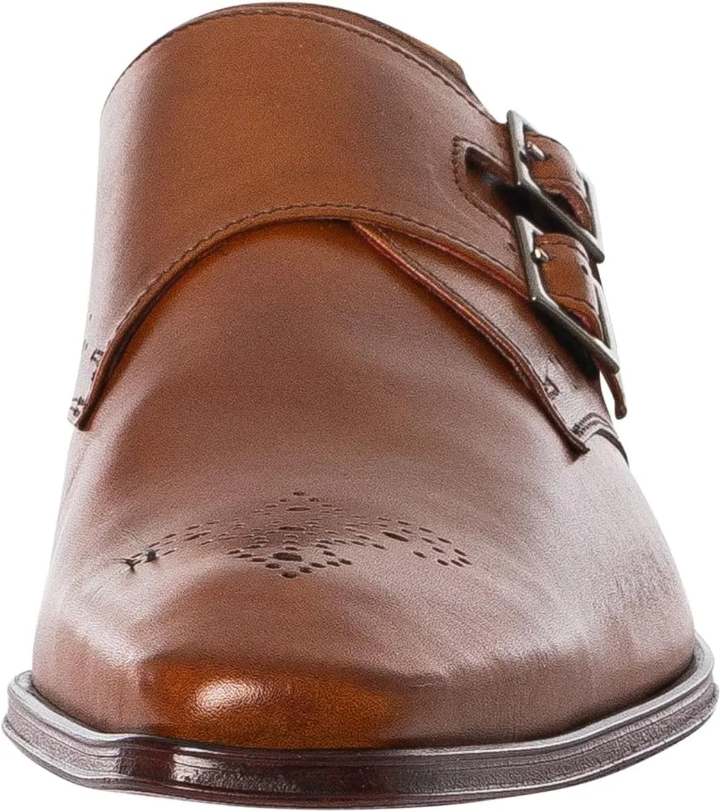 Men's Monk Leather Shoes, Castano