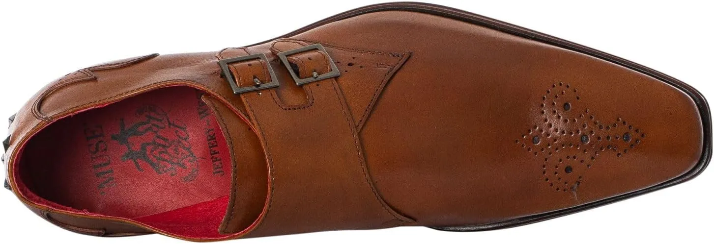 Men's Monk Leather Shoes, Castano