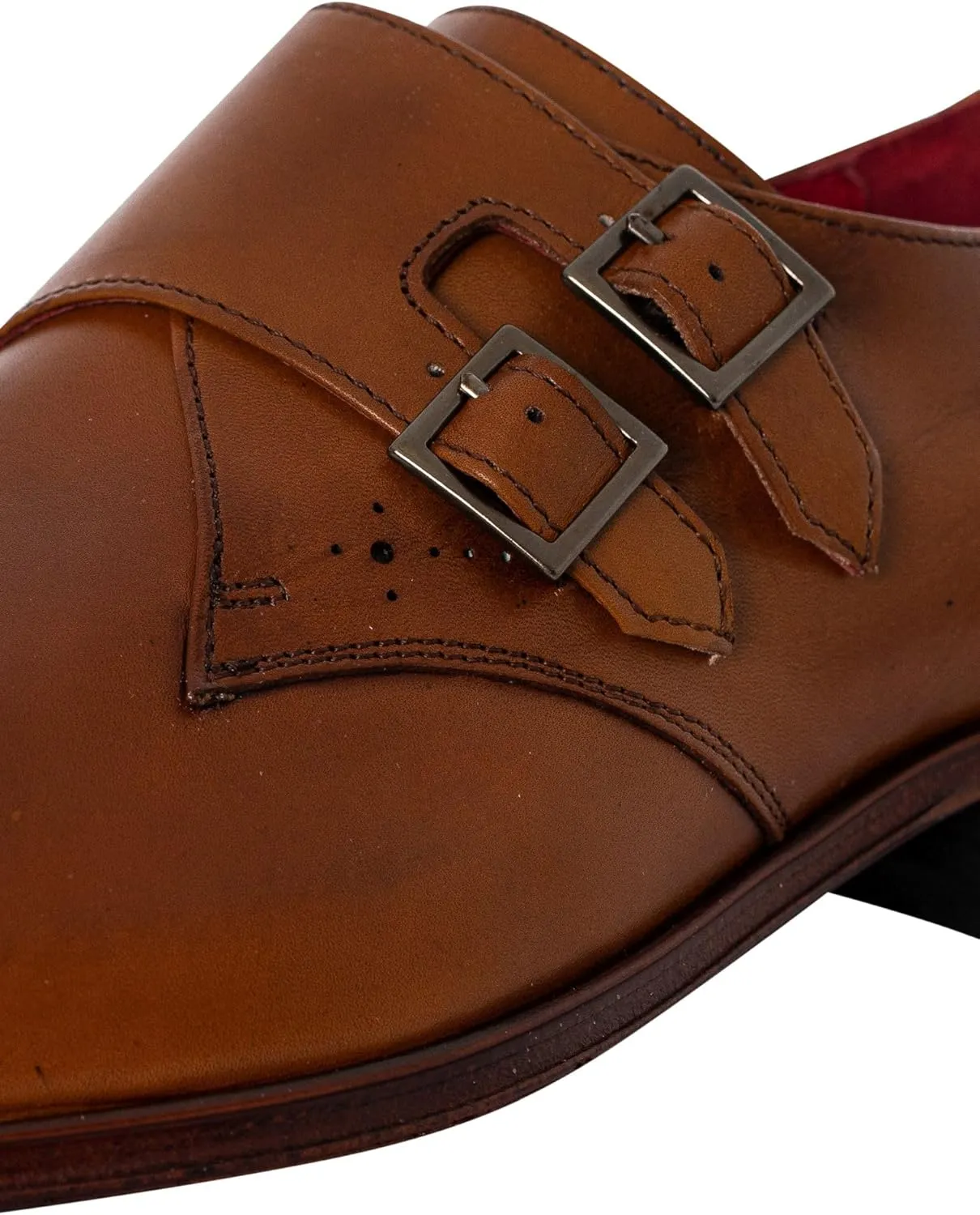 Men's Monk Leather Shoes, Castano