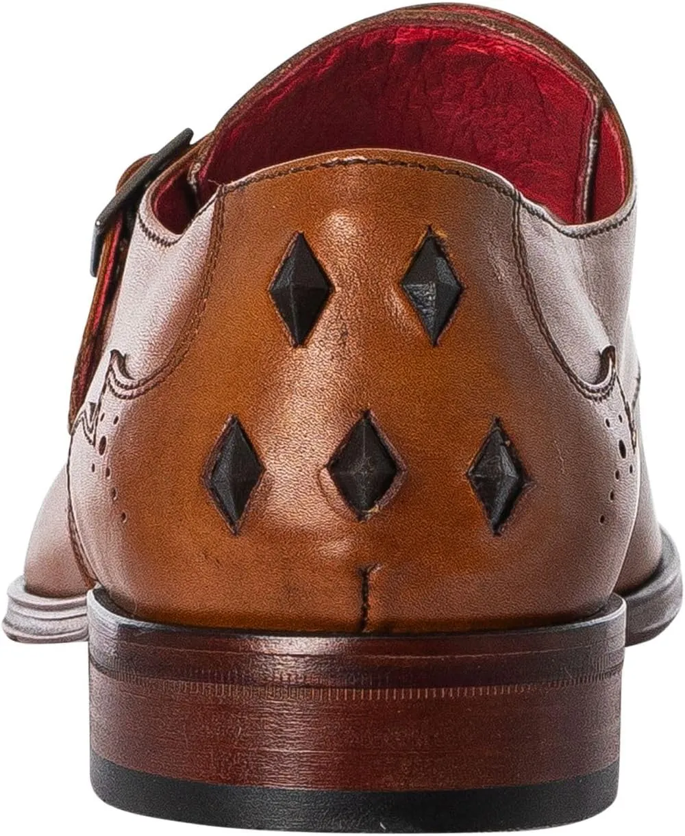 Men's Monk Leather Shoes, Castano