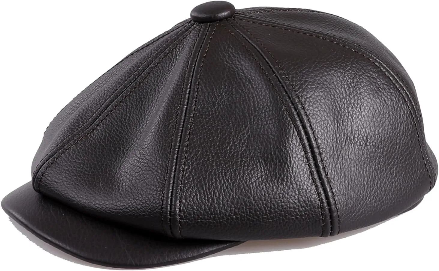 Men's Newsboy Flat Cap 100% Genuine Cowhide Leather Gatsby Ivy Golf Cabbie Hat
