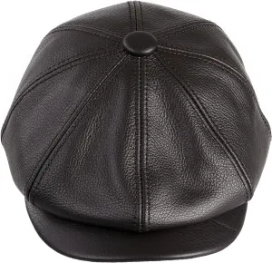Men's Newsboy Flat Cap 100% Genuine Cowhide Leather Gatsby Ivy Golf Cabbie Hat