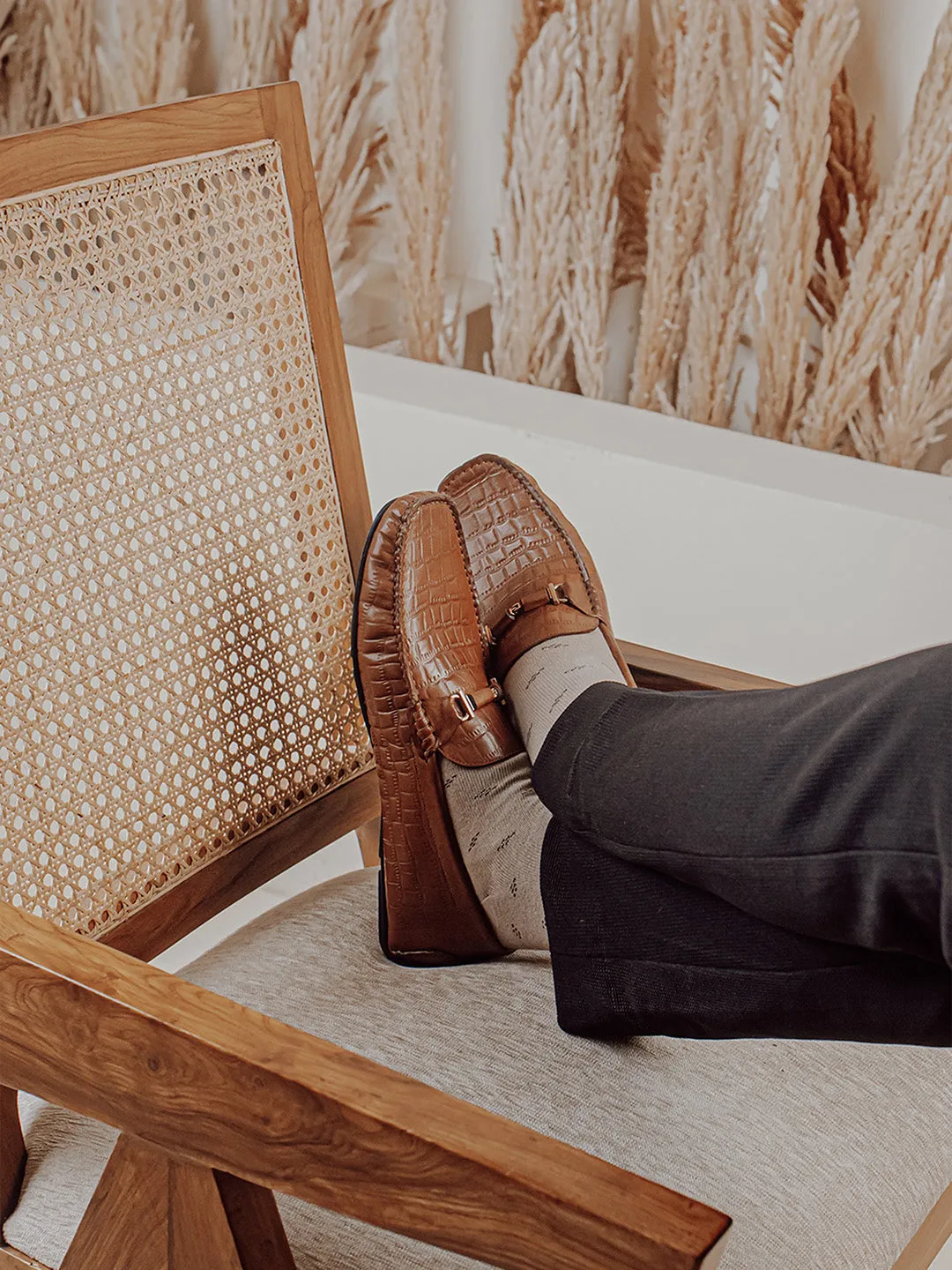 Men's Tan Leather Loafer Shoes