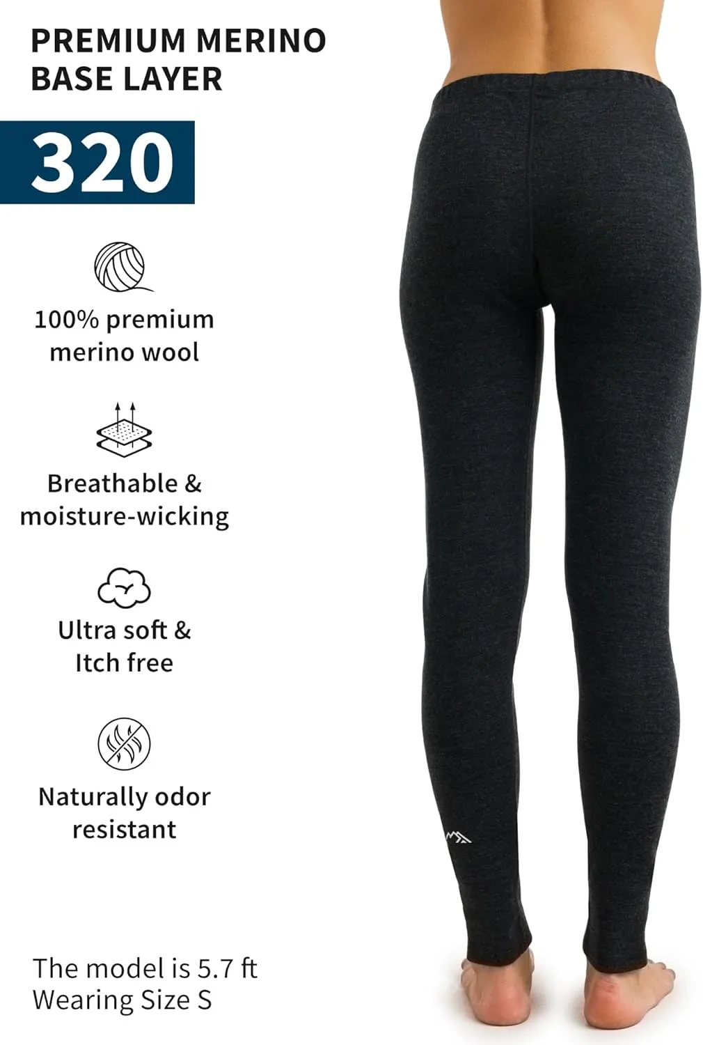 Merino Wool Base Layer Women Pants 100% Merino Wool Leggings Heavyweight, Midweight, Lite Thermal Underwear Bottom and Socks
