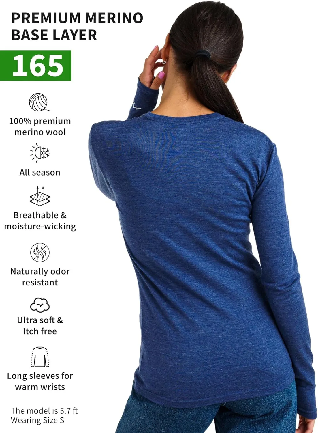 Merino.tech Merino Wool Base Layer Women - 100% Merino Wool Heavyweight, Midweight, Lite Long Sleeve Thermal Shirt and Socks