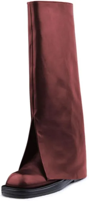 Milooey shoes Women Round Toe Knee High Boots Platform Comfortable Flat Riding Boots V Cut Fahion Party Shoes Size 4-16 Us