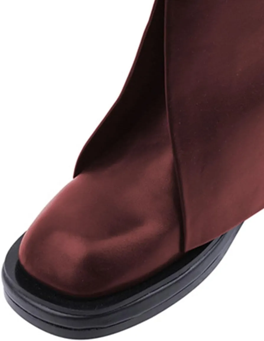 Milooey shoes Women Round Toe Knee High Boots Platform Comfortable Flat Riding Boots V Cut Fahion Party Shoes Size 4-16 Us