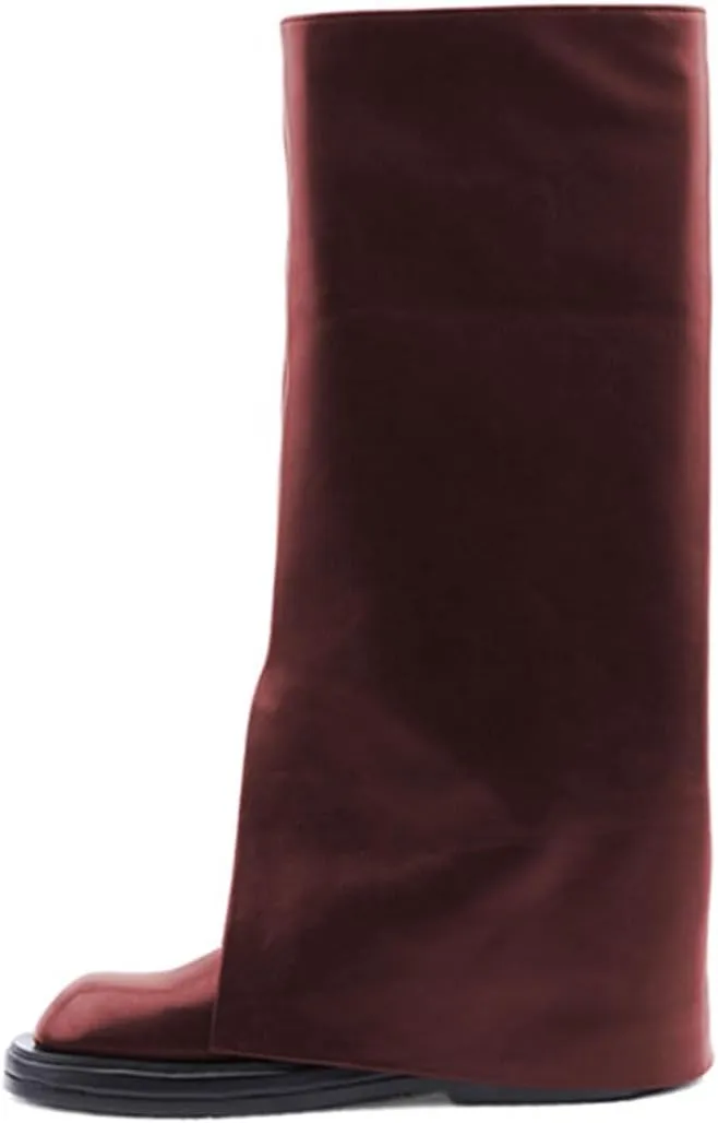 Milooey shoes Women Round Toe Knee High Boots Platform Comfortable Flat Riding Boots V Cut Fahion Party Shoes Size 4-16 Us
