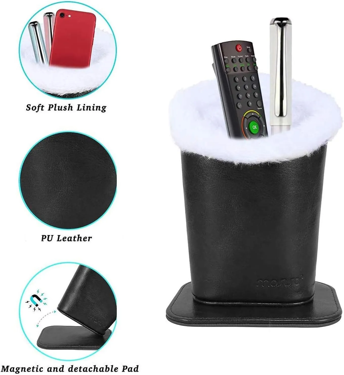 MOSISO Eyeglasses Holder, Plush Lined PU Leather Stand Case with Magnetic Base
