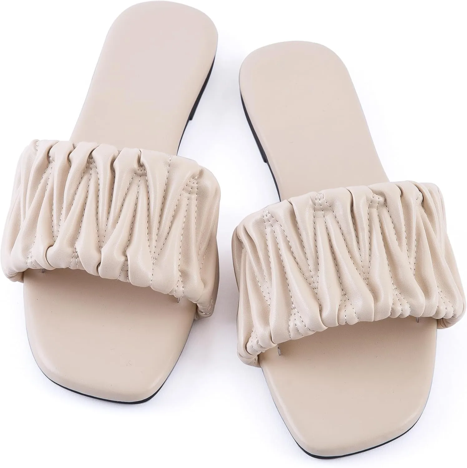 Mtzyoa Women Flat Sandals Braided Leather Nude Summer Dressy Fashion Evening Party Wedding Sandals