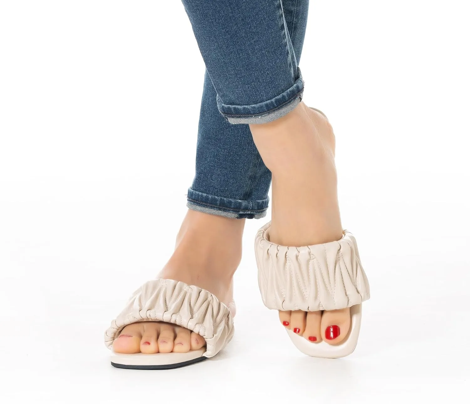 Mtzyoa Women Flat Sandals Braided Leather Nude Summer Dressy Fashion Evening Party Wedding Sandals