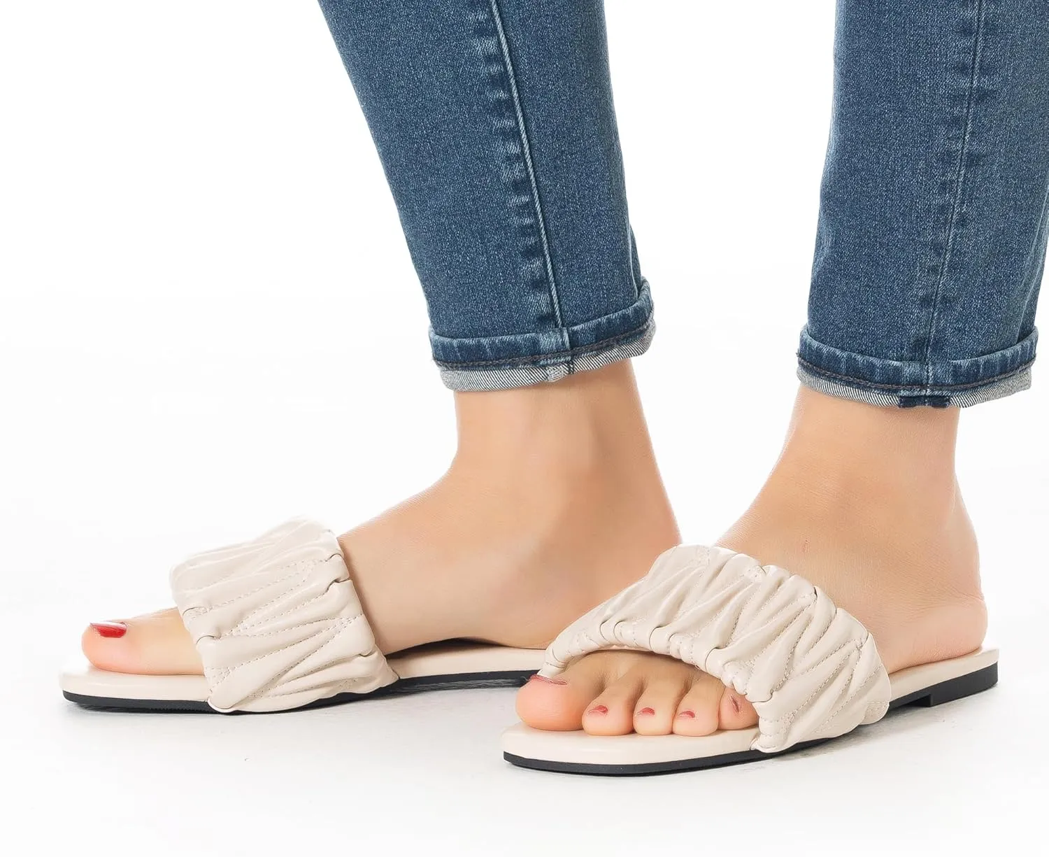 Mtzyoa Women Flat Sandals Braided Leather Nude Summer Dressy Fashion Evening Party Wedding Sandals