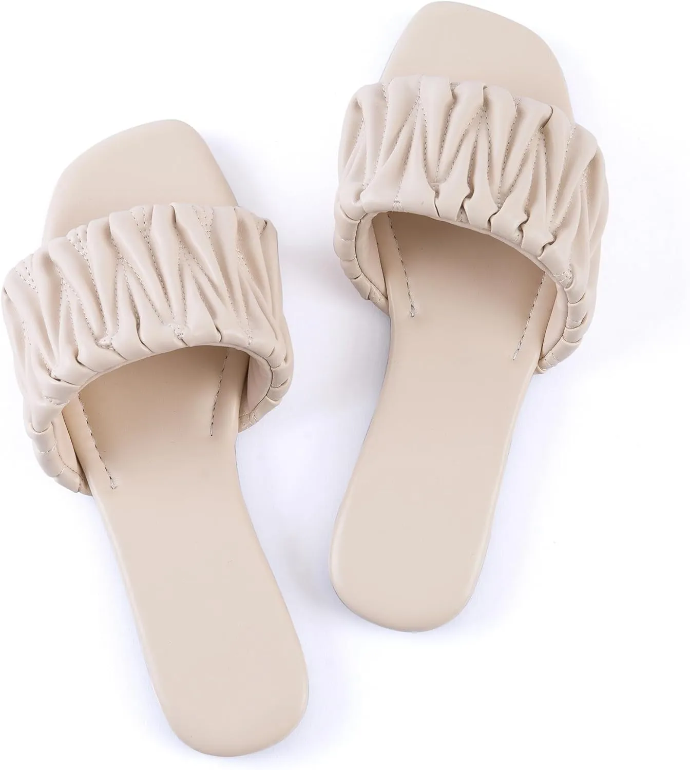 Mtzyoa Women Flat Sandals Braided Leather Nude Summer Dressy Fashion Evening Party Wedding Sandals