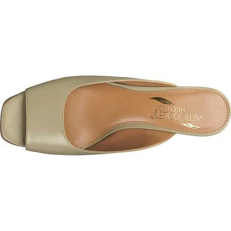 Mule Leather Magnet Sandal Open Aerosoles Toe Women's Instant access Expansive variety Green