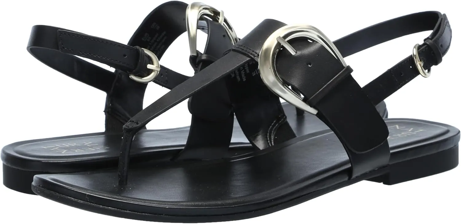 Naturalizer Womens Taylor T-Strap Slingback Flat Sandal