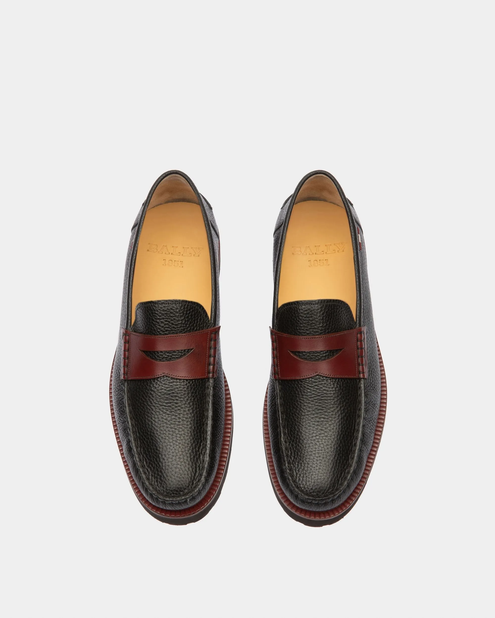 Noah Leather Loafers In Black & Heritage Red