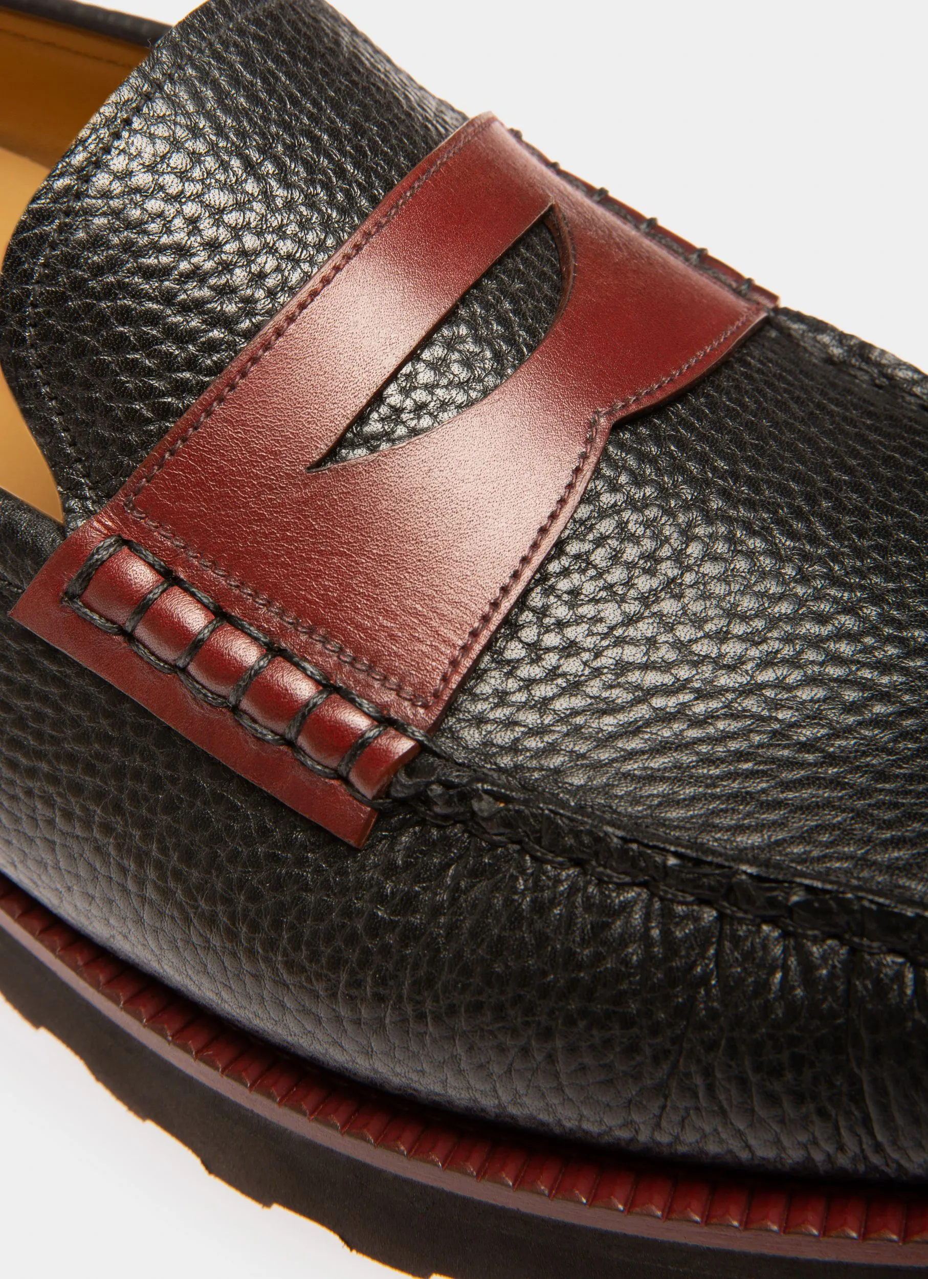 Noah Leather Loafers In Black & Heritage Red