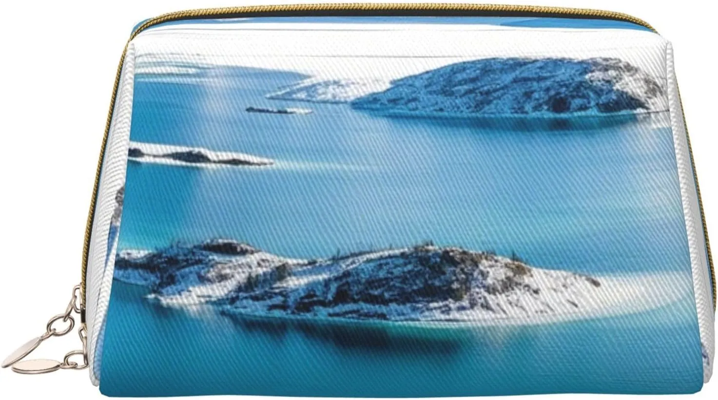 Norway Islands Print Travel Makeup Bag, Women's Large Capacity Makeup Bag, Waterproof Portable Bag, Open Flat Makeup Bag
