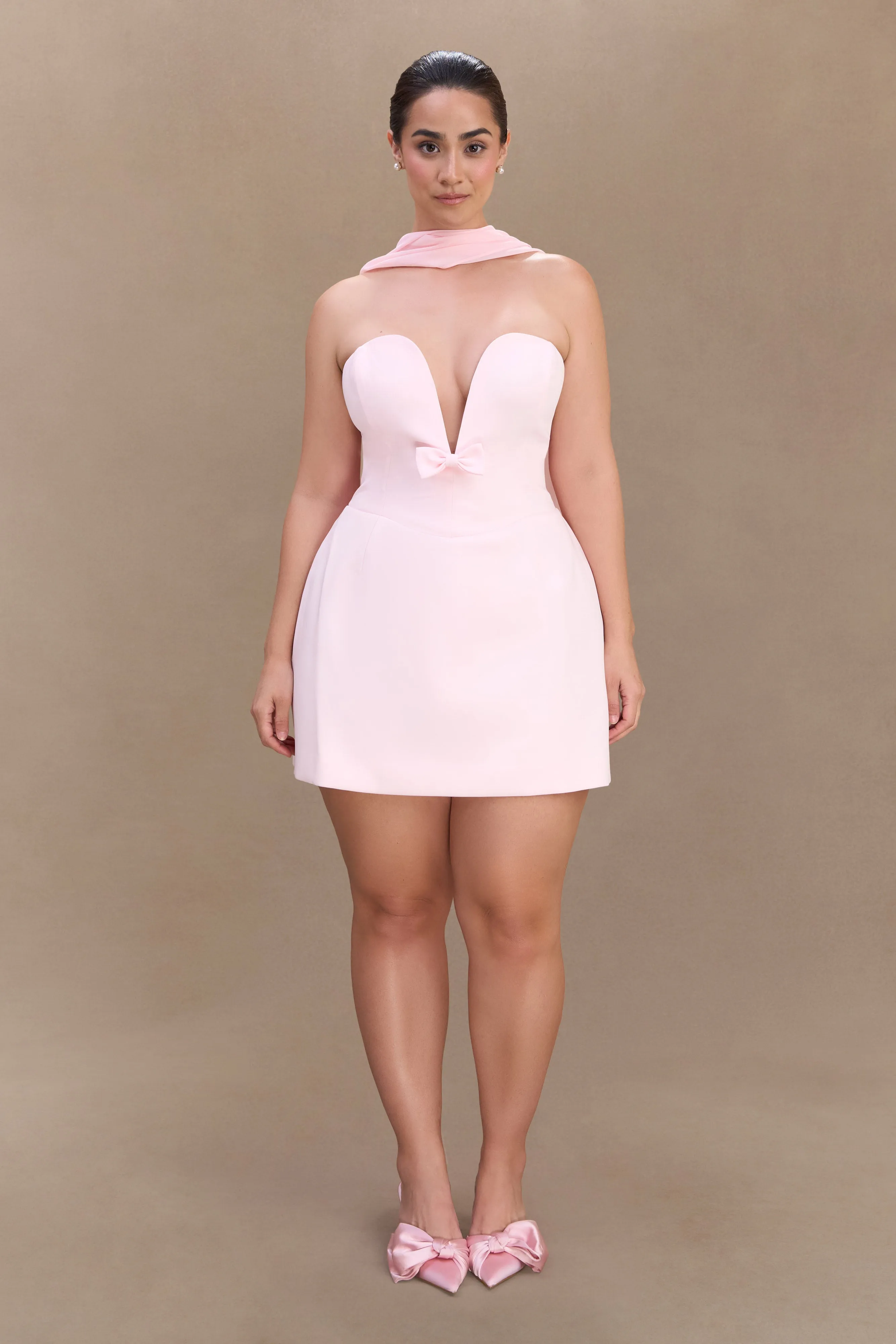 Orellia Strapless Suiting Mini Dress - Soft Pink