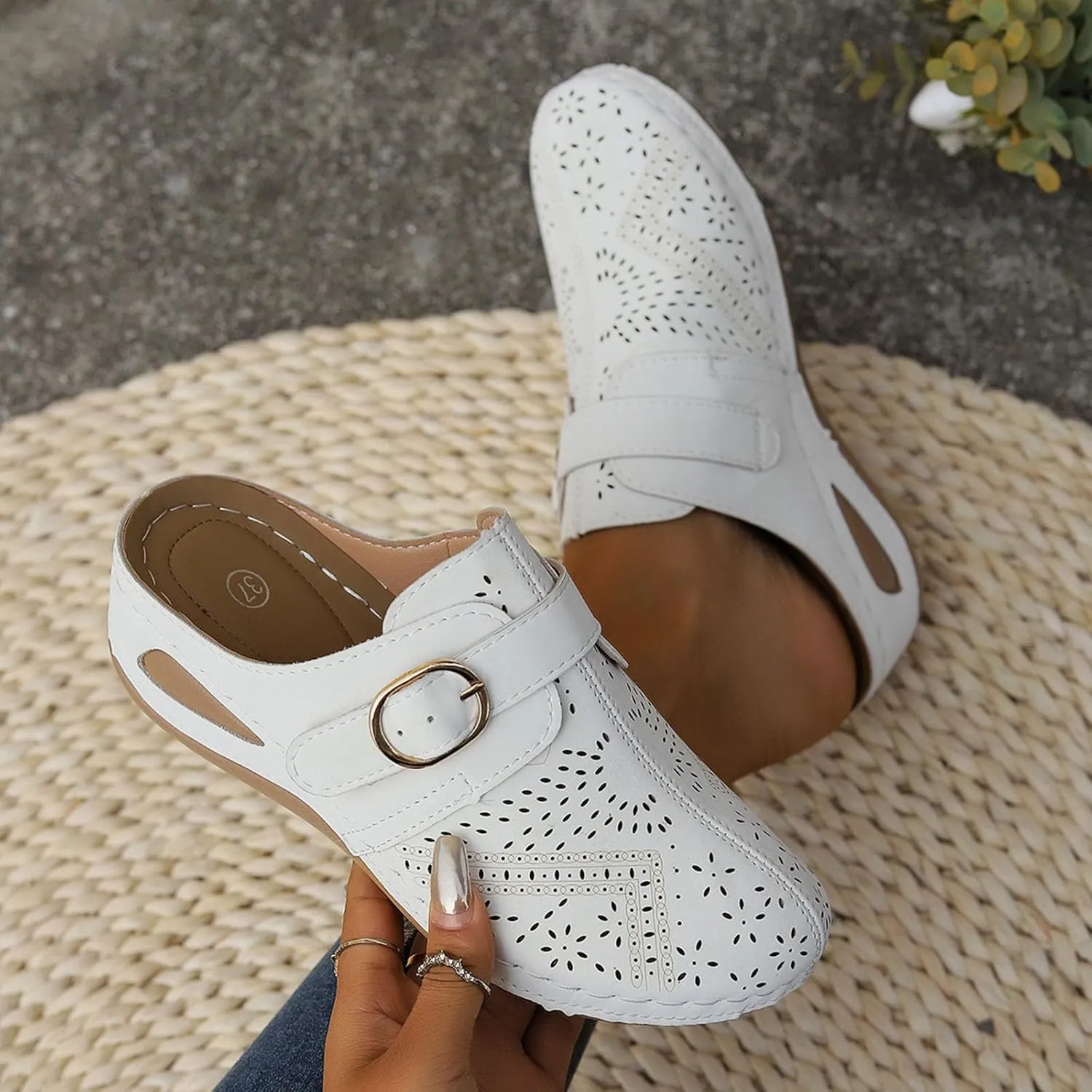 Orthopedic Sandals for Women Closed Toe Cute Mules Women Slip On Summer Mule High Heel Slipper Breathable Wedge Slides