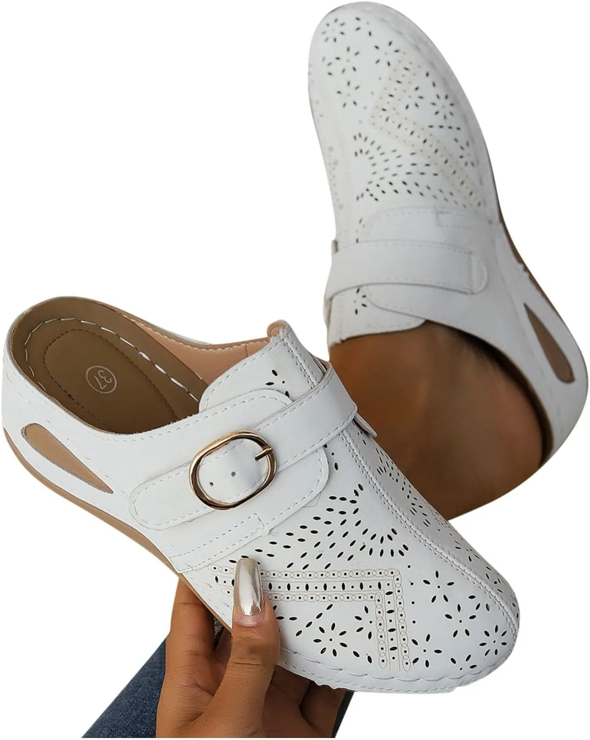 Orthopedic Sandals for Women Closed Toe Cute Mules Women Slip On Summer Mule High Heel Slipper Breathable Wedge Slides