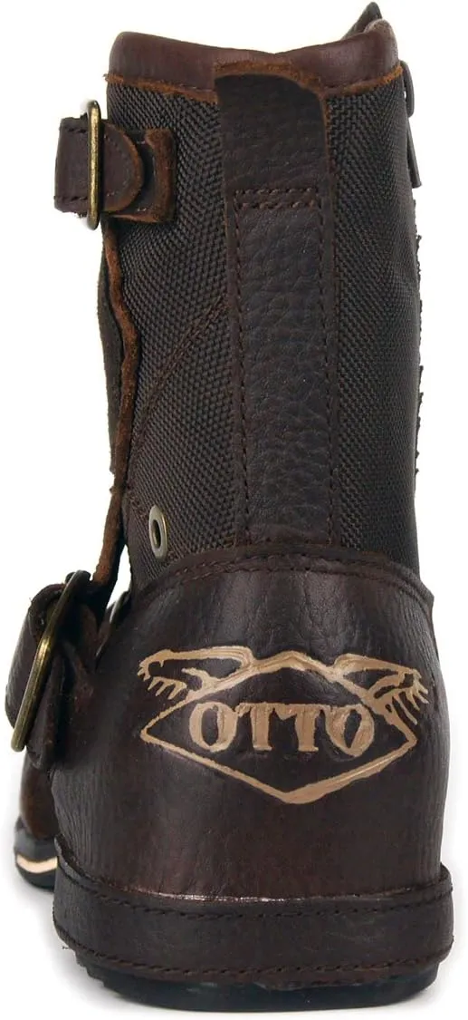 OSSTONE Moto Boots for Men Fashion Zipper-up Leather Chukka Boots Casual Shoes Retro Style OS-5008-1-DA1B1