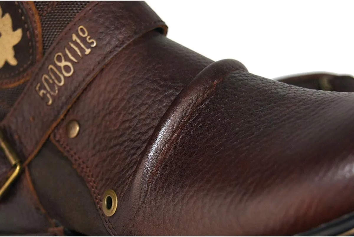 OSSTONE Moto Boots for Men Fashion Zipper-up Leather Chukka Boots Casual Shoes Retro Style OS-5008-1-DA1B1
