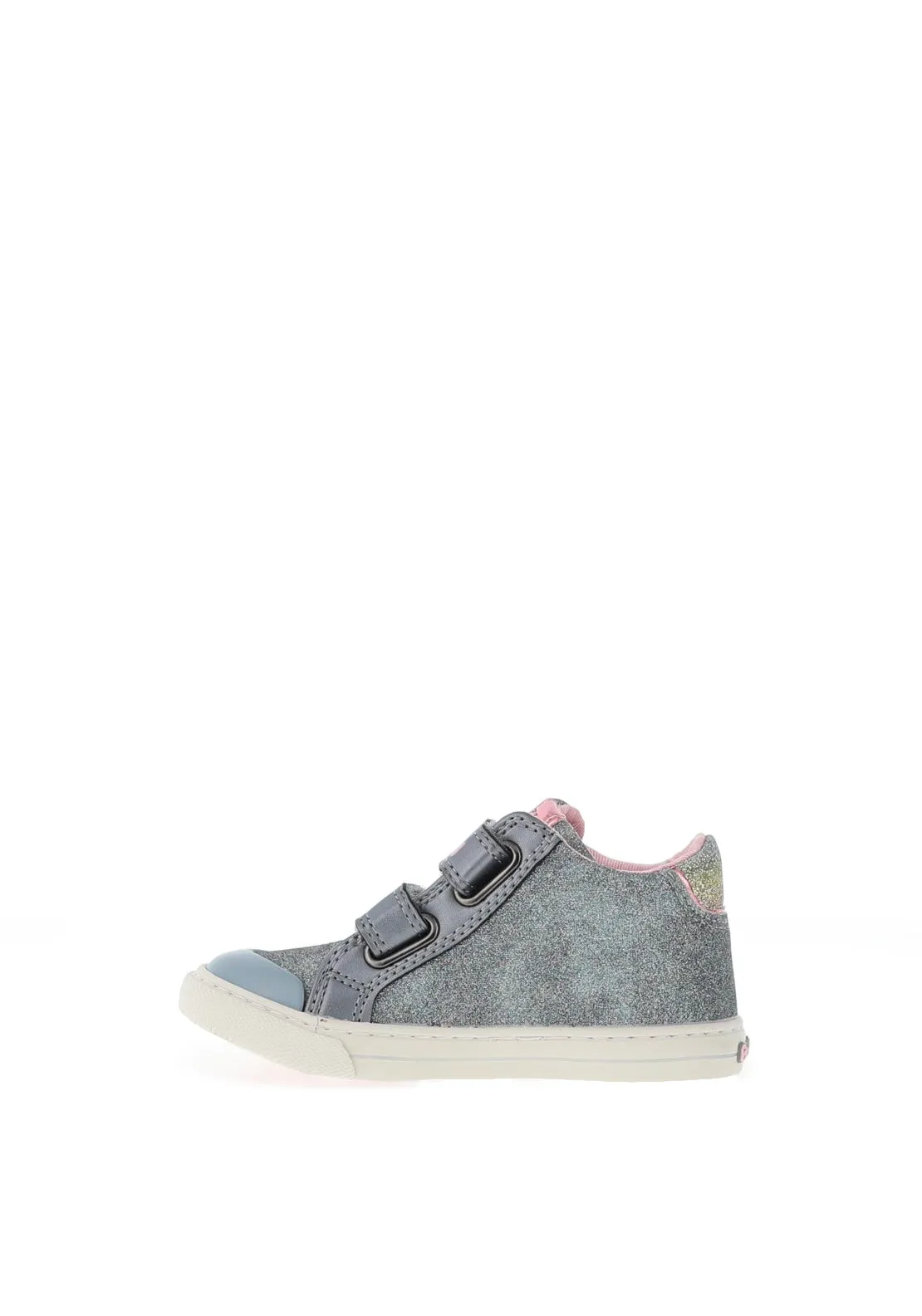 Pablosky Girls Glitter Star High Top Trainer, Silver