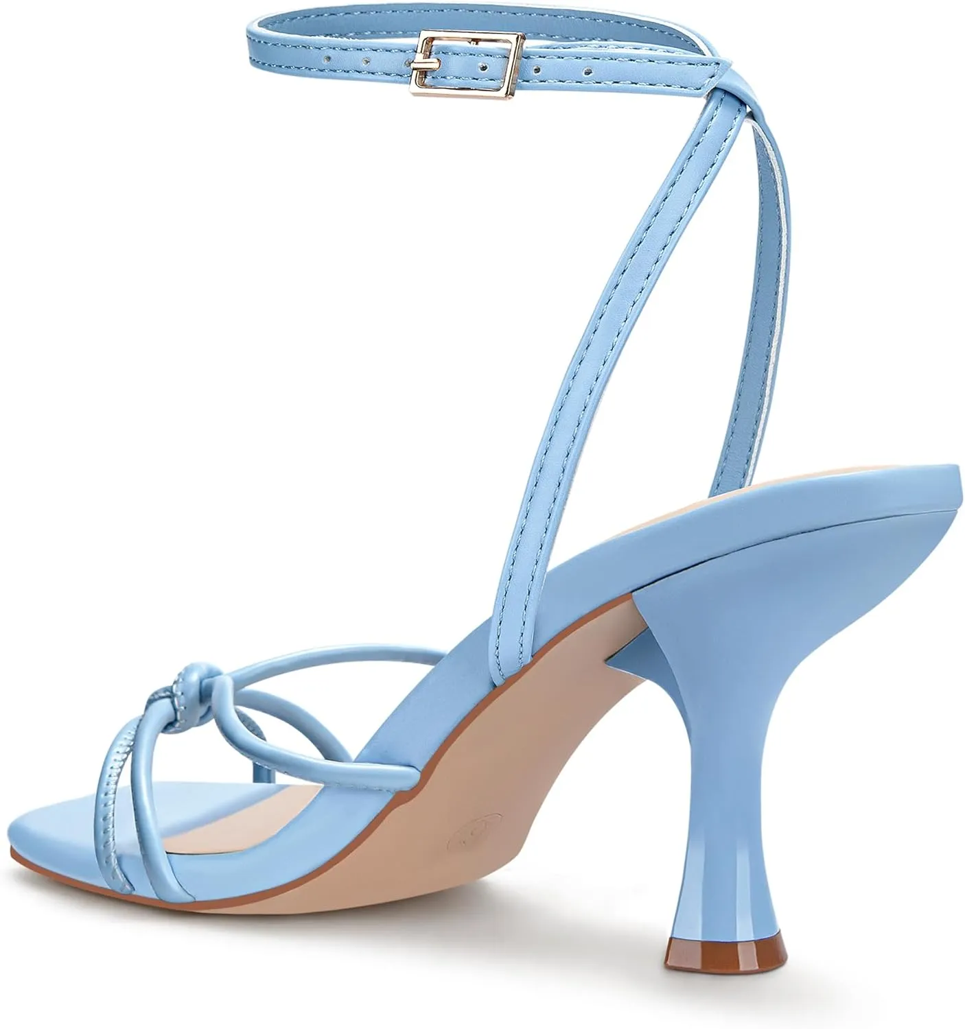 PARTY Women's Square Open Toe Strappy Heeled Sandals 3 inch Stiletto Kitten Heel with Ankle Buckle Strap, Comfortable Slingback Summer Dress Shoes