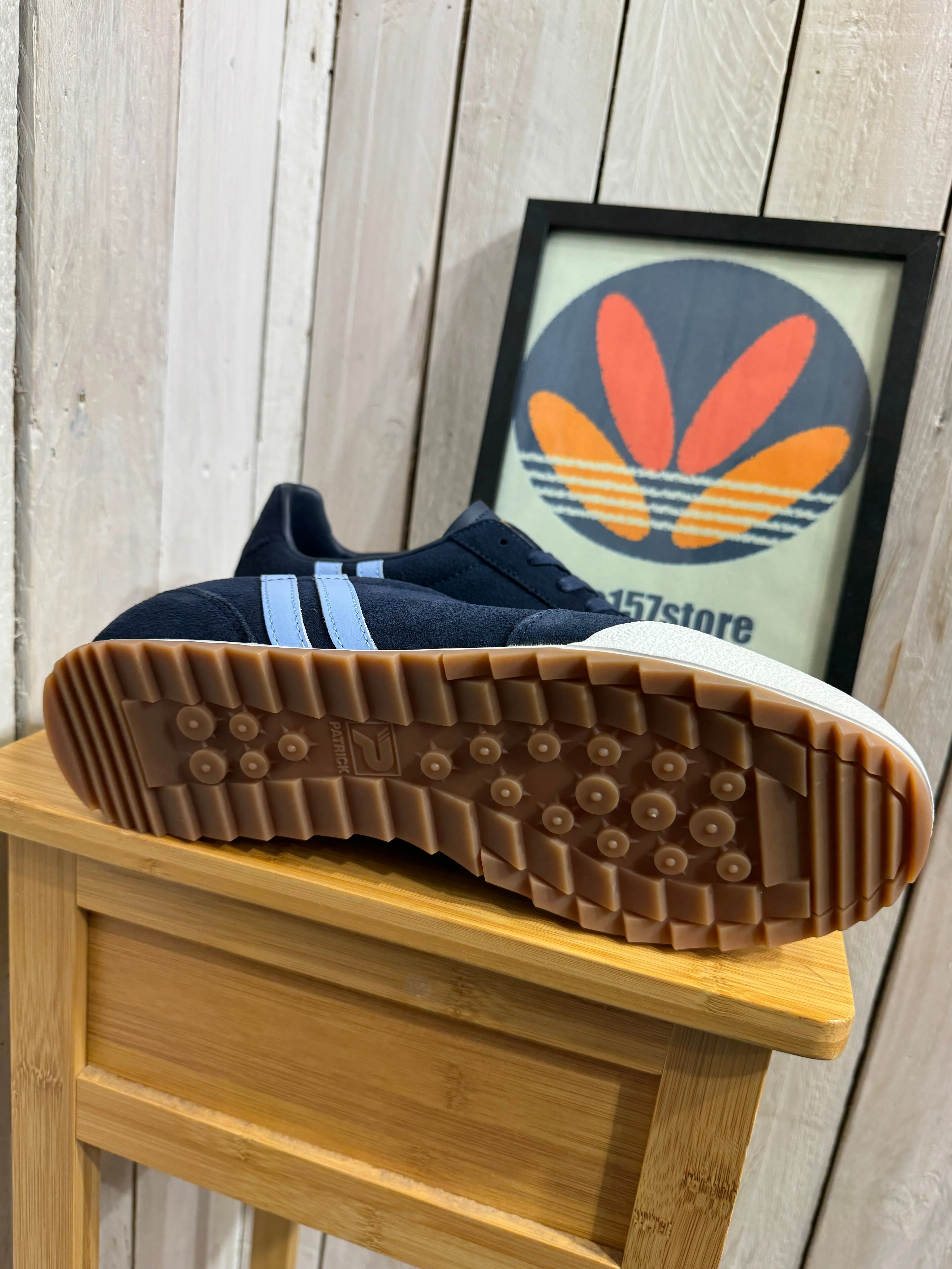 Patrick Rio Suede Trainers - Navy Sky Blue