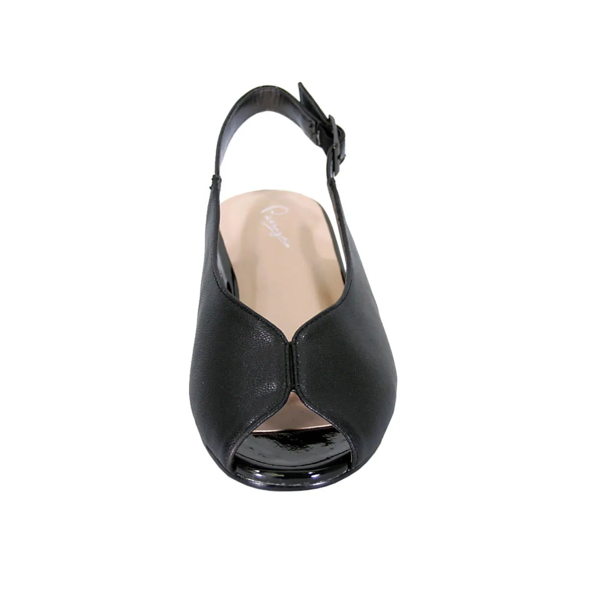 PEERAGE Eden Women's Wide Width Peep-Toe Slingback Leather Flats