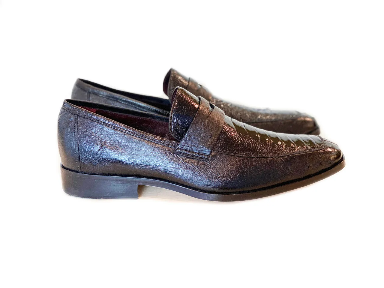 Pelle Line Exclusive Conor Ostrich Quilt and Ostrich leg loafer- Black