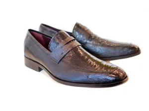 Pelle Line Exclusive Conor Ostrich Quilt and Ostrich leg loafer- Black