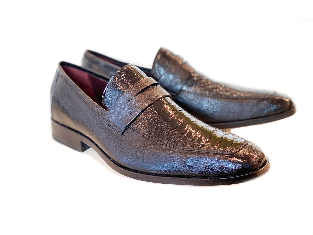 Pelle Line Exclusive Conor Ostrich Quilt and Ostrich leg loafer- Black