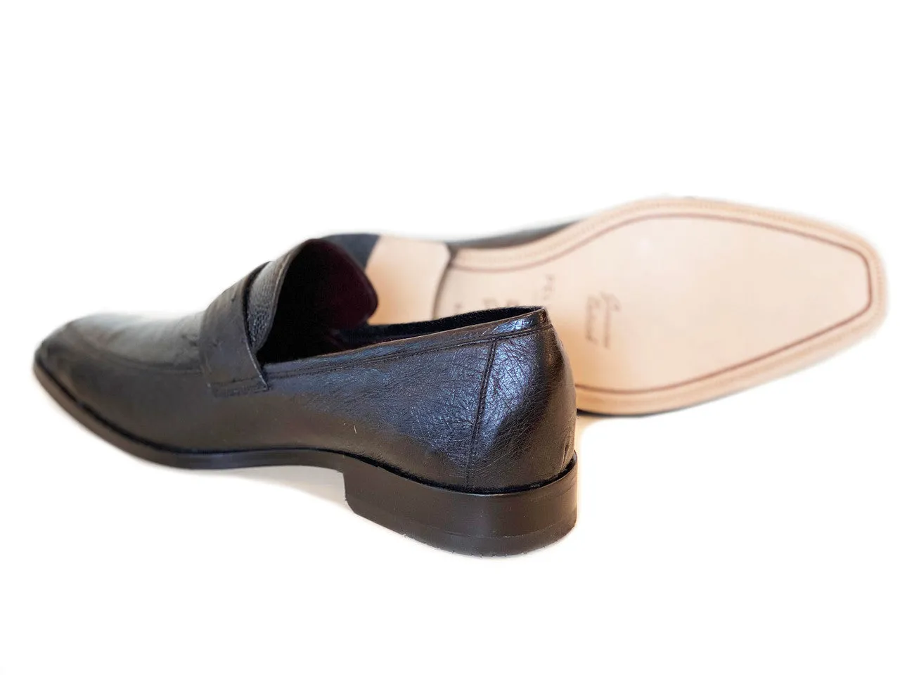Pelle Line Exclusive Conor Ostrich Quilt and Ostrich leg loafer- Black