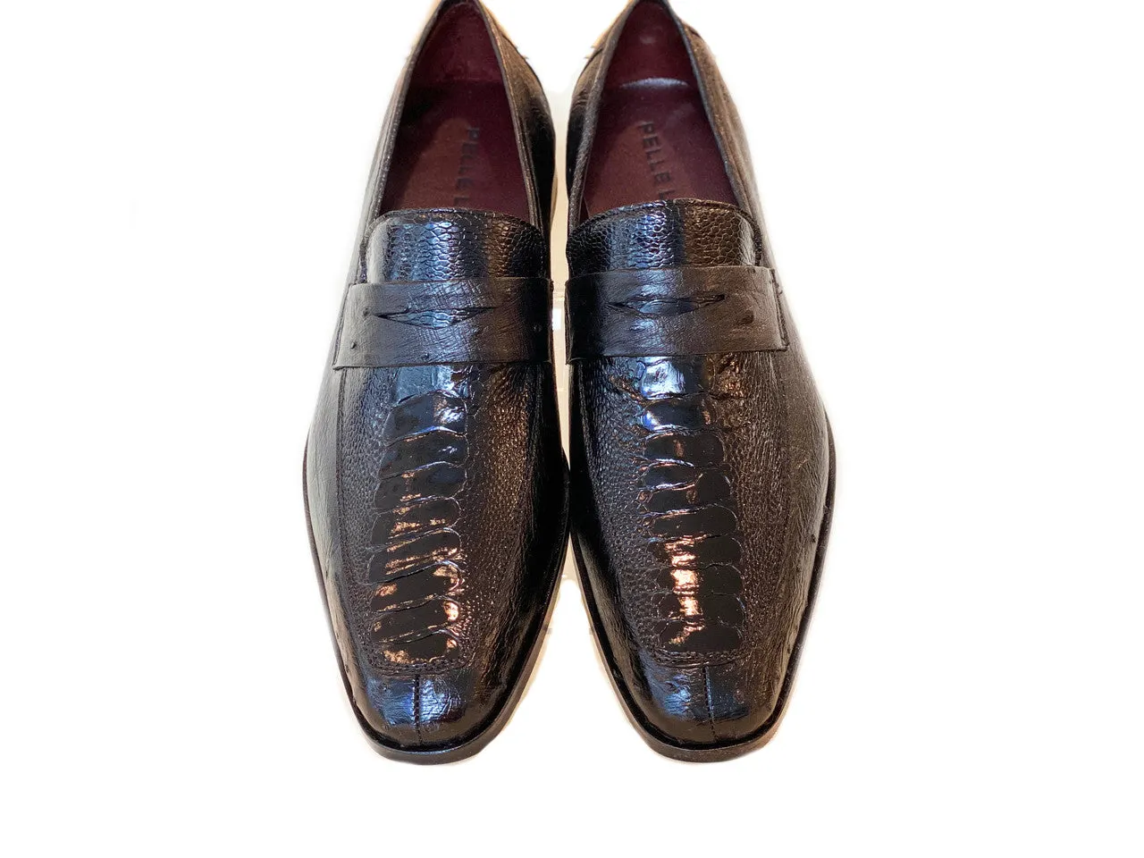 Pelle Line Exclusive Conor Ostrich Quilt and Ostrich leg loafer- Black
