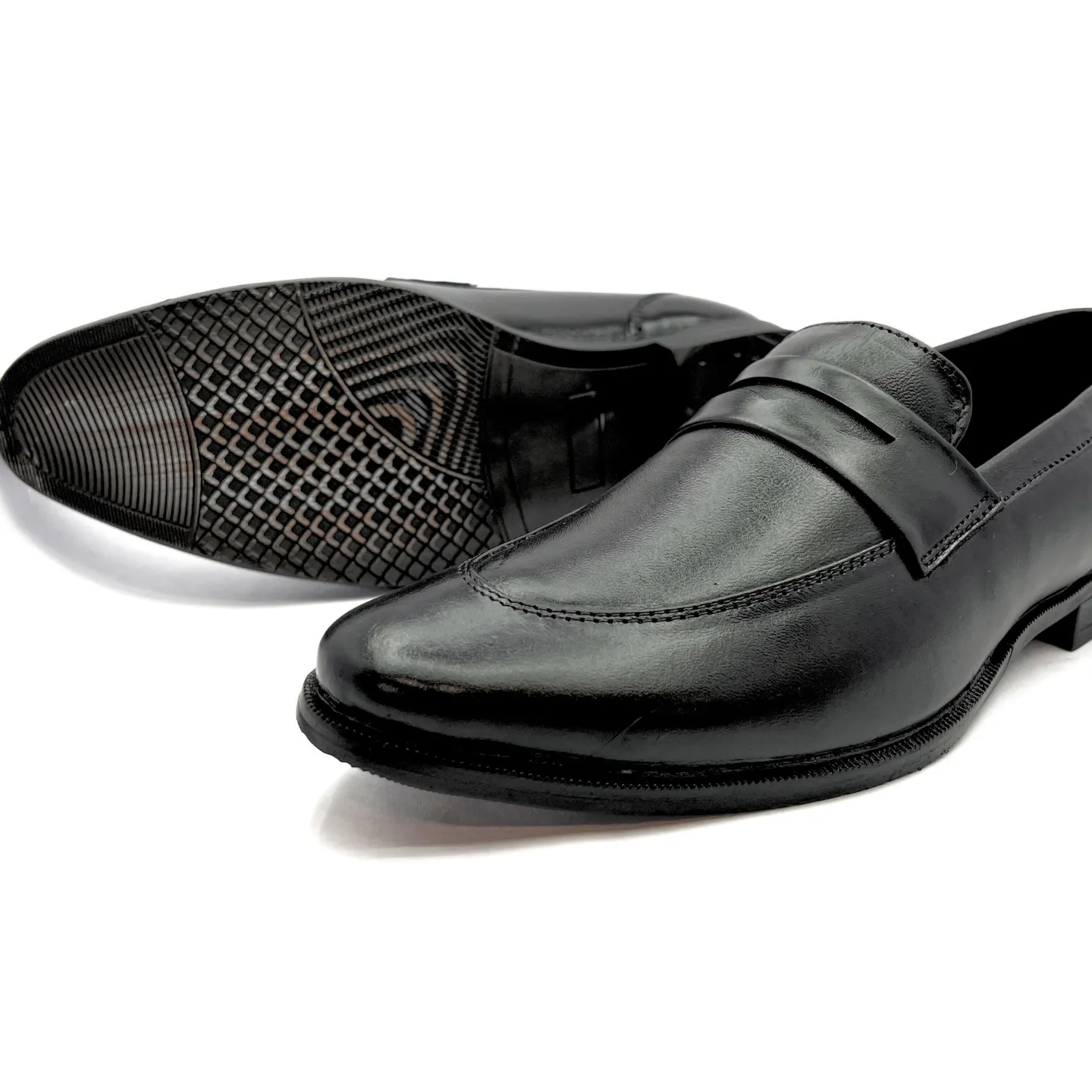 Penny Loafer With Double Stitched Welts for Men (Black)