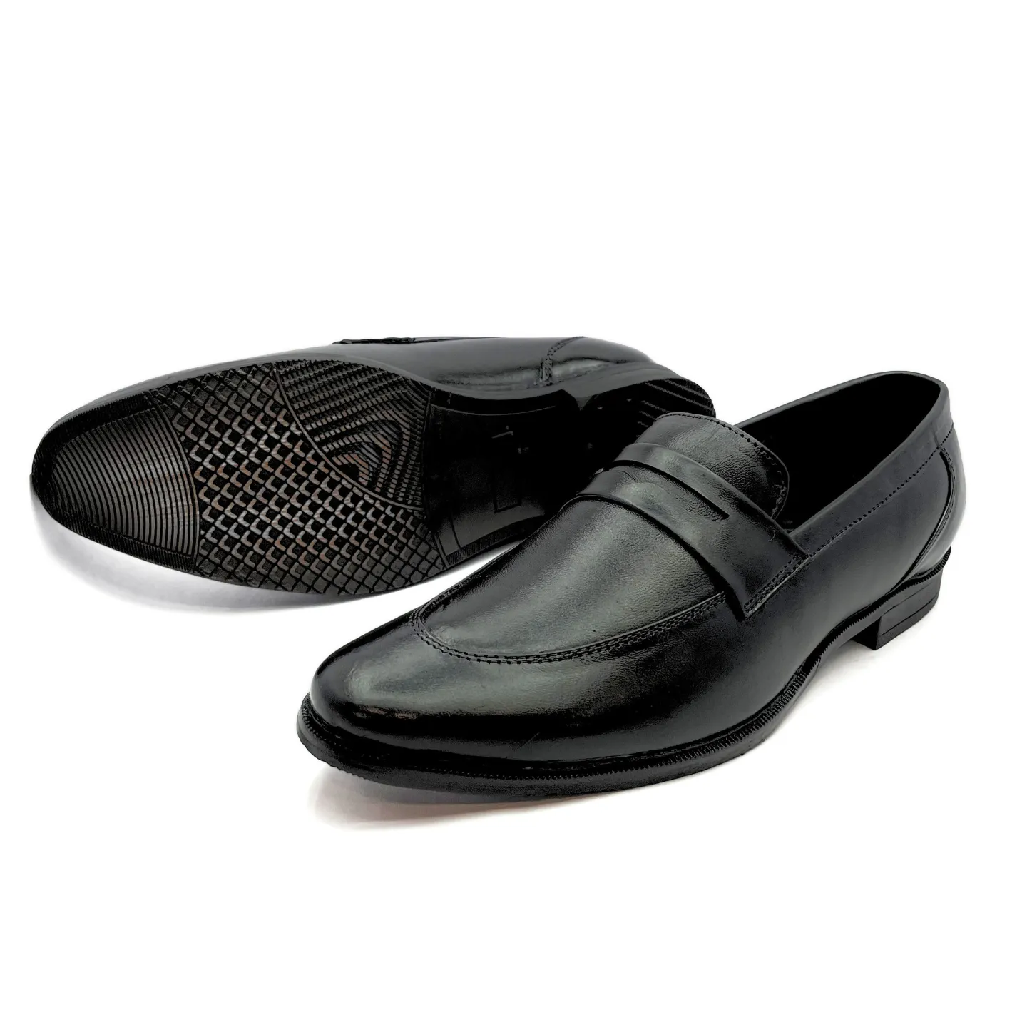 Penny Loafer With Double Stitched Welts for Men (Black)