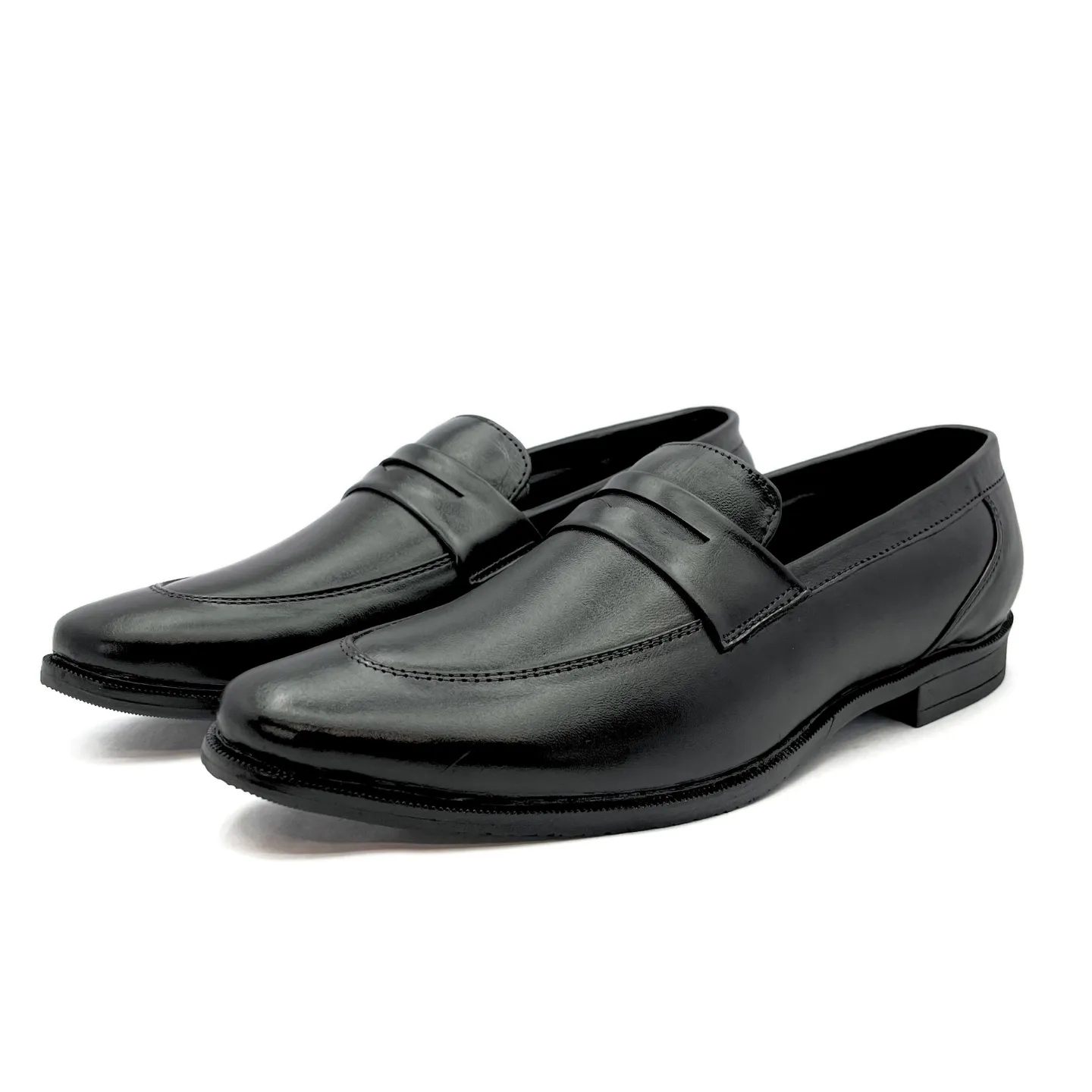 Penny Loafer With Double Stitched Welts for Men (Black)