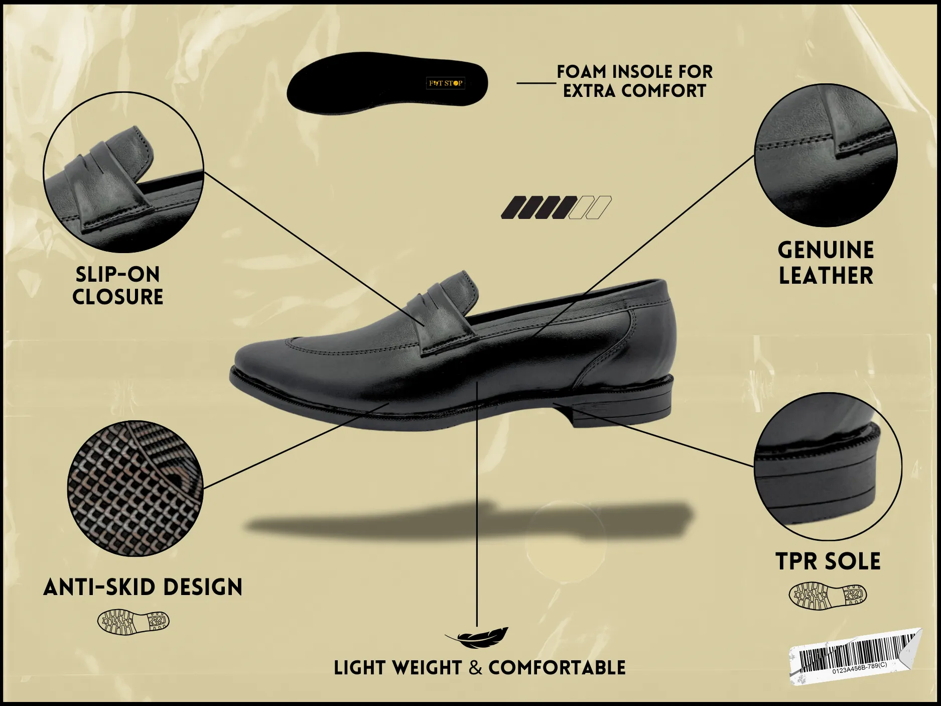 Penny Loafer With Double Stitched Welts for Men (Black)
