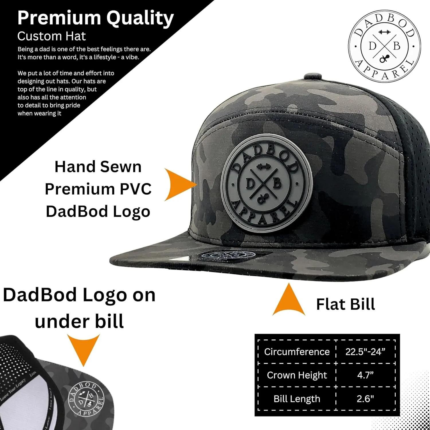 Premium Active 6 Panel Logo Hat