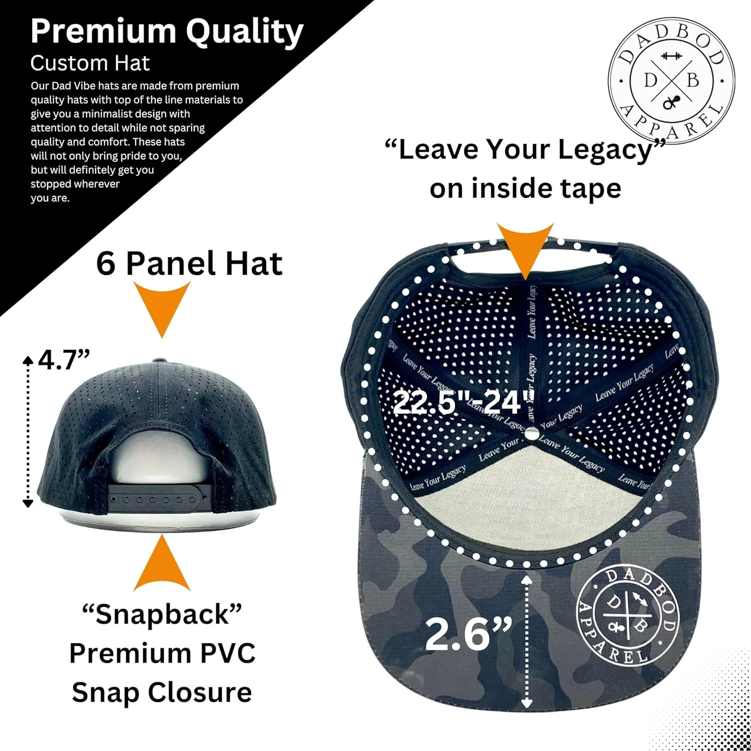 Premium Active 6 Panel Logo Hat