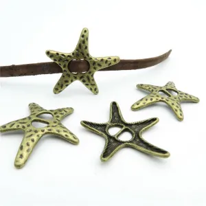 Promotional 10 Pcs For 5mm flat leather,Antique Bronze Sea Star jewelry supplies jewelry finding D-1-5-7