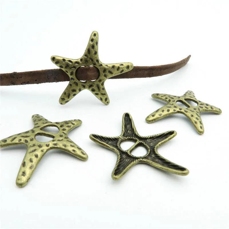 Promotional 10 Pcs For 5mm flat leather,Antique Bronze Sea Star jewelry supplies jewelry finding D-1-5-7