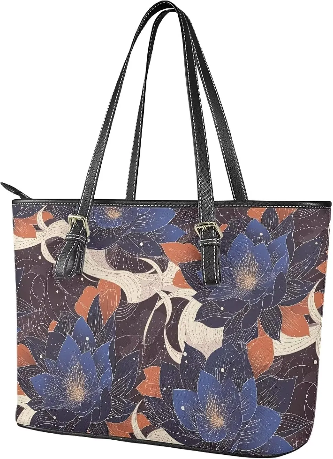 PU Leather Work Bag for Women Boho Tribal Tote Bag, Leather Business Office Bag Waterproof Leather Laptop Bag