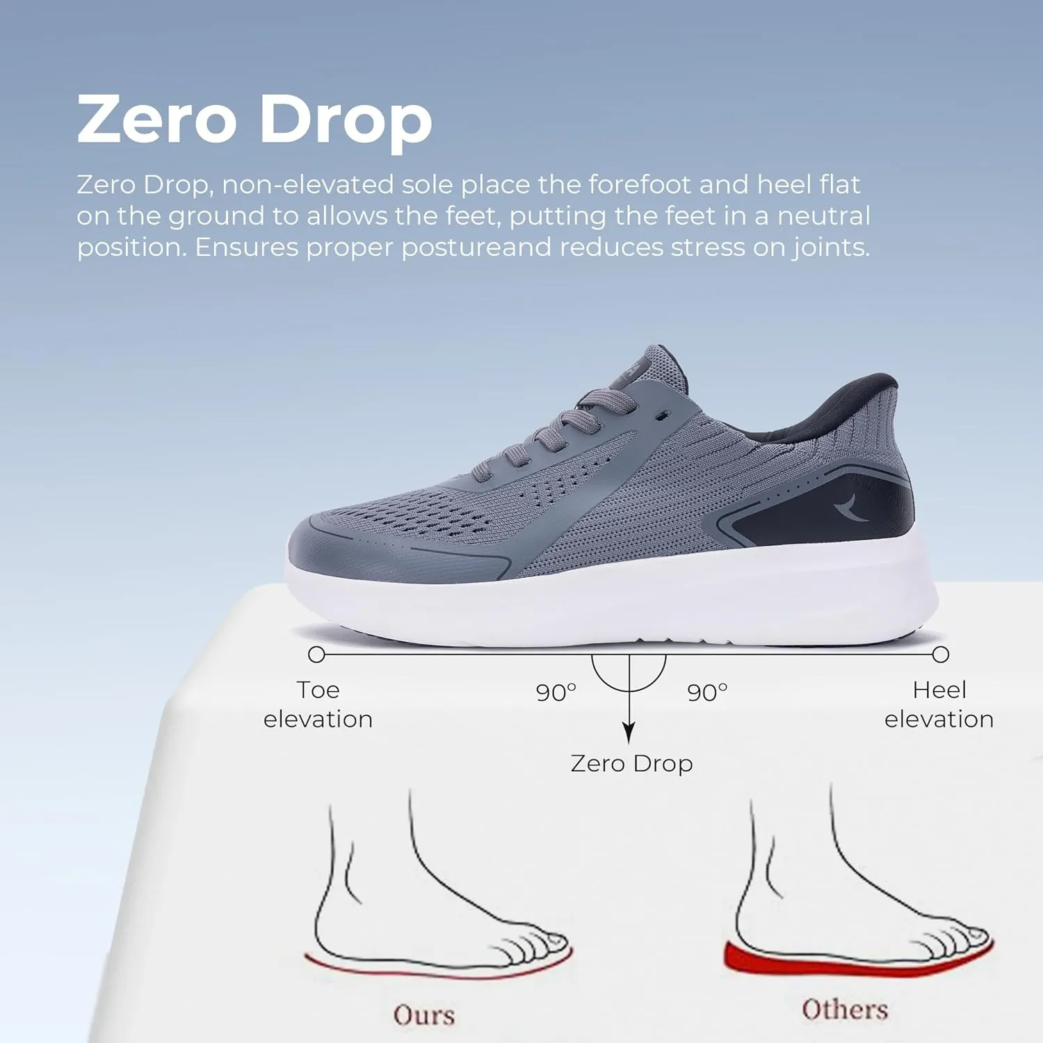 QAUPPE Wide Toe Box Walking Shoes for Men | Zero Drop Minimalist Design | Arch Support for Plantar Fasciitis | Slip-On Tennis Shoes US 8-12