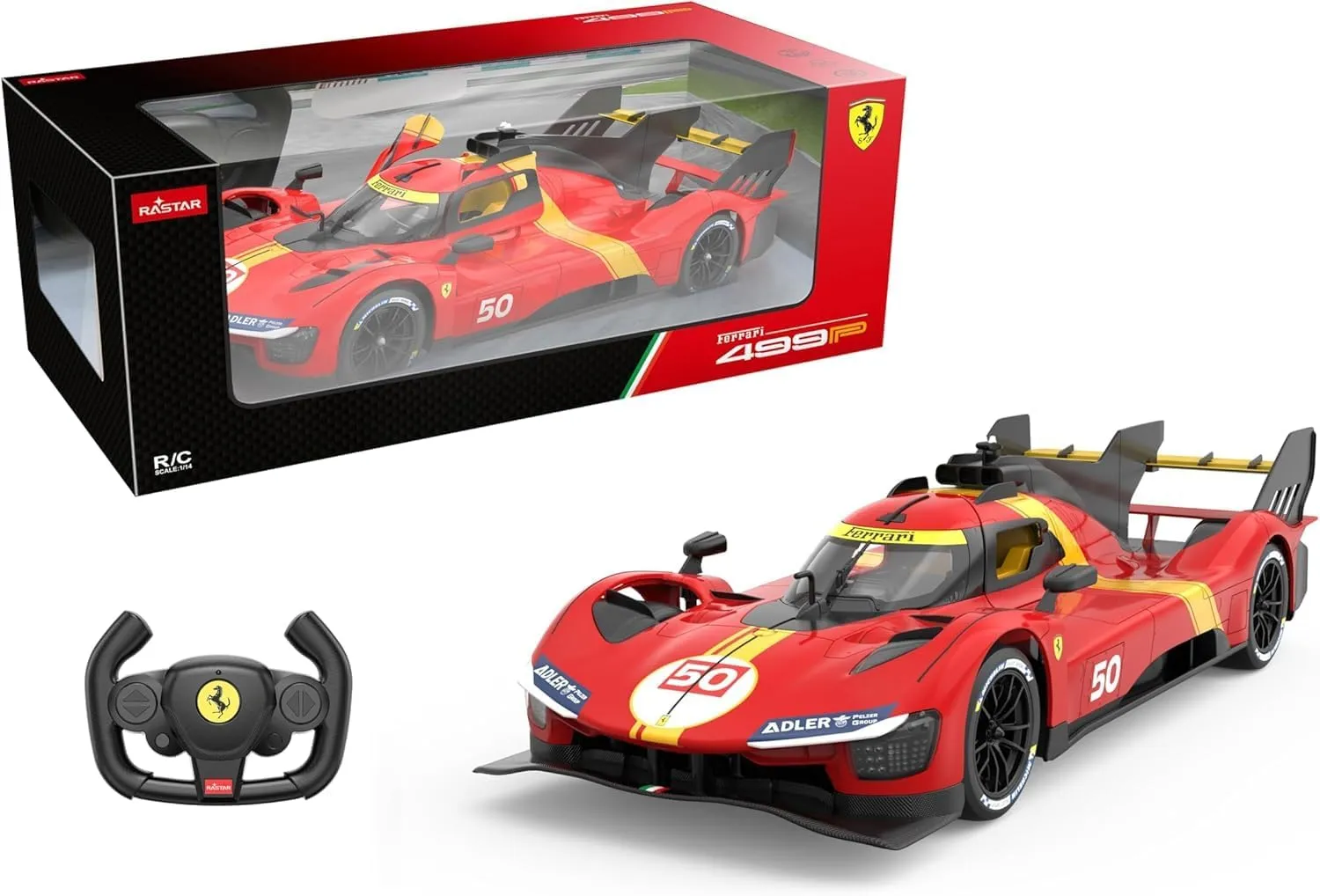 RASTAR RC Car 1/14 Scale 2.4Ghz Remote Control Car for Ferrari 499P #50 Le Mans Champion Racing R/C Toy Car Model Vehicle