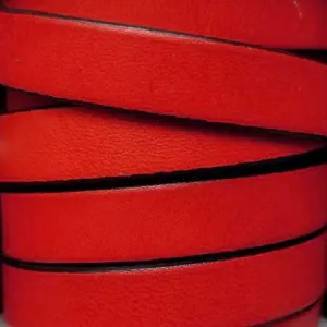 Red 10 mm flat plain leather