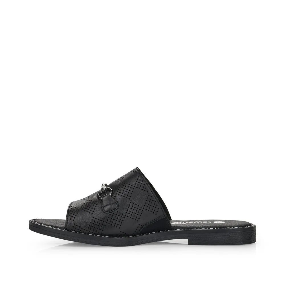REMONTE- D3670-00 FLAT MULE WITH CHAIN AND PERFORATED DETAIL - BLACK